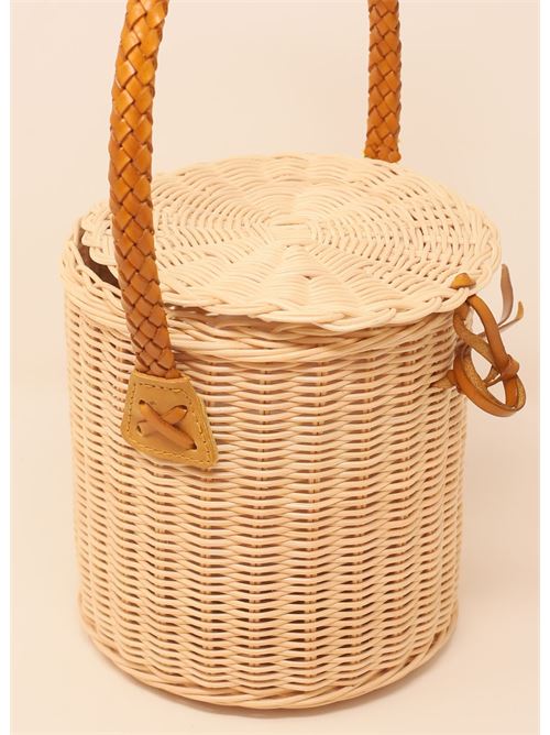 Basket with ocher leather handles Laboratorio Capri | 107NATOCRA